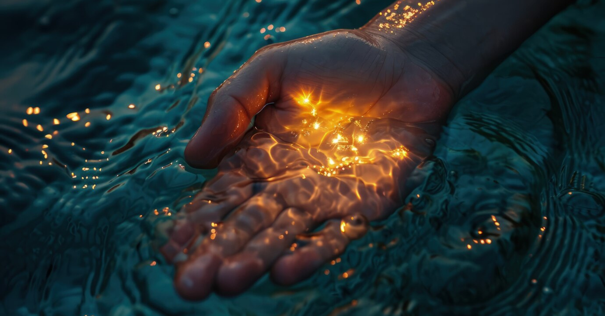 hands immersed in water trying to connect with water spiritually