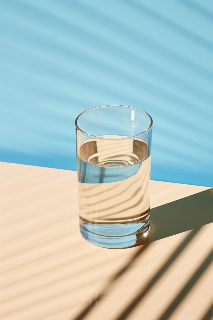 a glass of water